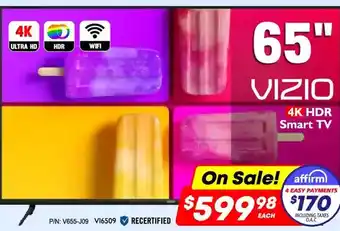 Factory Direct Vizio 65" hdr 4k smart tv offer