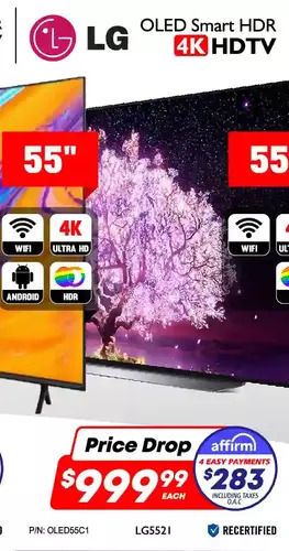 Lg oled smart hdr 4k hdtv. 55"