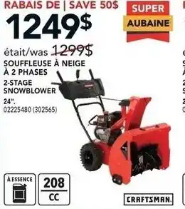 Réno Dépôt Craftsman 2-Stage Snowblower 24" offer