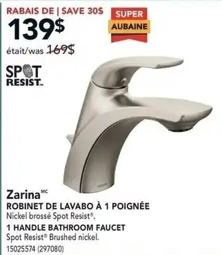 Réno Dépôt Zarina 1 Handle Bathroom Faucet offer