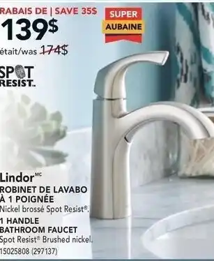 Réno Dépôt Lindor 1 Handle Bathroom Faucet offer