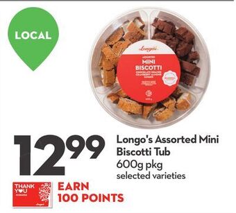 Longo's Longo's assorted mini biscotti tub offer