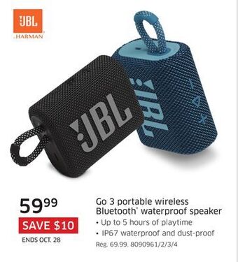 The Source Jbl go 3 portable wireless bluetooth® waterproof speaker offer