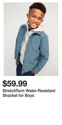 Old Navy Stretchtech water-resistant shacket for boys offer
