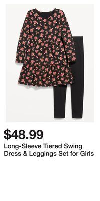 Old Navy Long-sleeve tiered swing dress & leggings set for girls offer