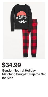 Old Navy Gender-neutral holiday matching snug-fit pajama set for kids offer