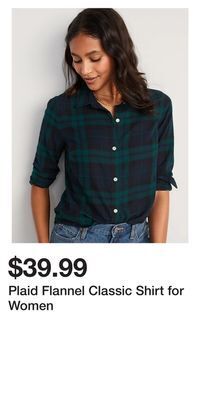 Old Navy Plaid flannel classic shirt for women offer