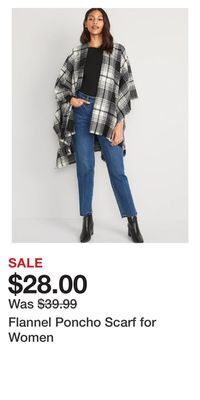 Old Navy Flannel poncho scarf for women offer