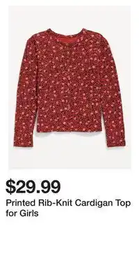 Old Navy Printed rib-knit cardigan top for girls offer
