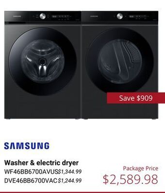 Canadian Appliance Source Samsung washer & electric dryer offer