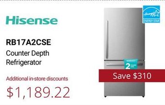 Hisense counter depth refrigerator