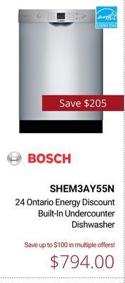 Canadian Appliance Source Bosch 24 ontario energy discount built-in undercounter dishwasher offer
