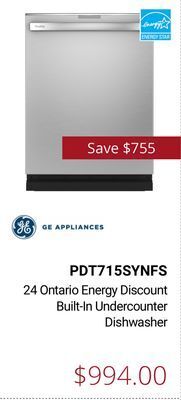 Canadian Appliance Source Ge appliances 24 ontario energy discount built-in undercounter dishwasher offer