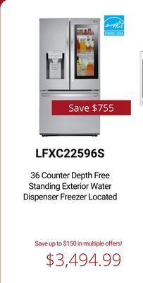 Canadian Appliance Source Lg 36 counter depth free standing exterior water dispenser freezer offer