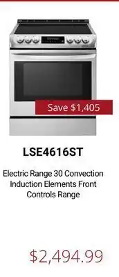 Canadian Appliance Source Lg electric range 30 convection induction elements front controls range offer