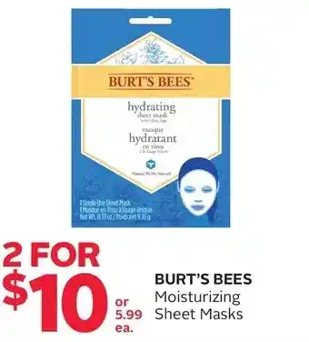 Rexall Burt's bees moisturizing sheet masks offer