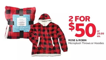Rexall Rose & robin microplush throws or hoodies offer
