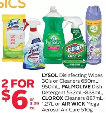 Rexall Lysol disinfecting wipes or cleaners, palmolive dish detergent, clorox cleaners or air wick mega aerosol air care offer
