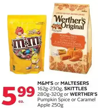 Rexall M&m's or maltesers, skittles or werther's pumpkin spice or caramel apple offer