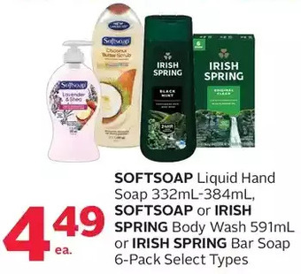 Rexall Softsoap liquid hand soap, softsoap or irish spring body wash or irish spring bar soap offer
