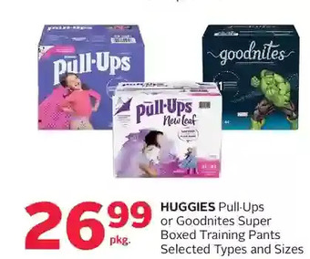 Rexall Huggies pull-ups or goodnites super boxed training pants offer