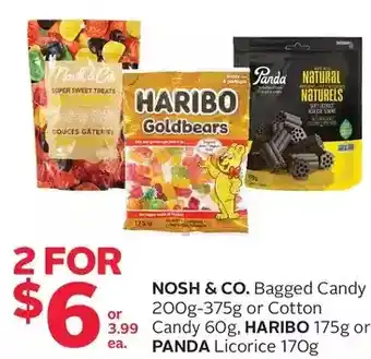 Rexall Nosh & co. bagged candy or cotton candy, haribo or panda licorice offer
