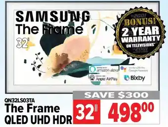 2001 Audio Video Samsung the frame qled uhd hdr 32" offer