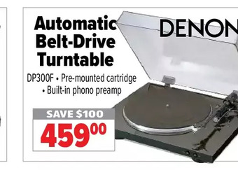 2001 Audio Video Denon automatic belt-drive turntable offer