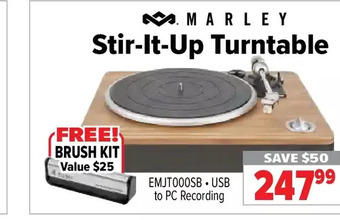 2001 Audio Video Marley stir-it-up turntable offer
