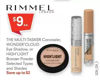 Guardian Pharmacy Rimmel the multi-tasker concealer, wonder' cloud high'light eye shadow, or high'light bronzer powder offer