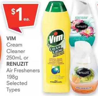 Guardian Pharmacy Vim cream cleaner or renuzit air fresheners offer