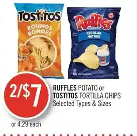 Shoppers Drug Mart Ruffles potato or tostitos tortilla chips offer