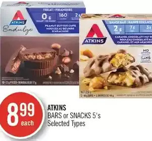 Shoppers Drug Mart Atkins bars or snacks offer