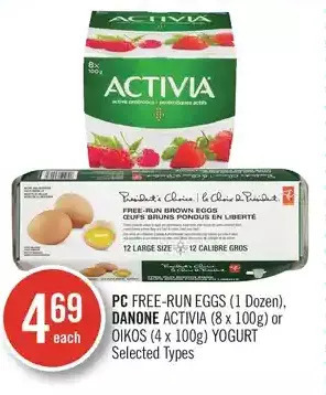 Shoppers Drug Mart Pc free-run eggs, danone activia or oikos yogurt offer