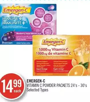 Shoppers Drug Mart Emergen-c vitamin c powder packets offer
