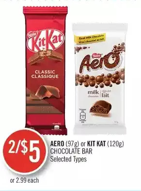 Shoppers Drug Mart Aero or kit kat chocolate bar offer