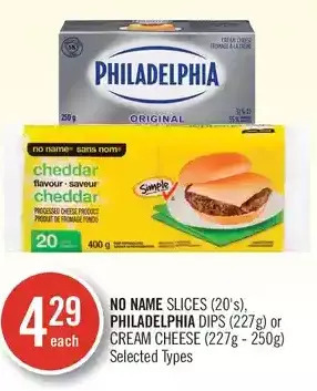 Shoppers Drug Mart No name slices, philadelphia dips or cream cheese offer