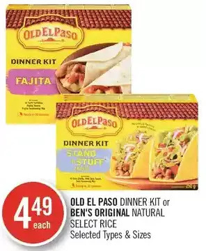 Shoppers Drug Mart Old el paso dinner kit or ben's original natural select rice offer