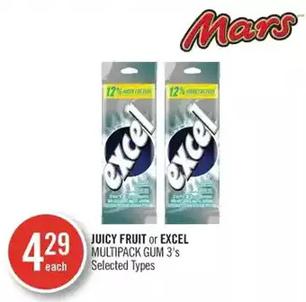 Shoppers Drug Mart Juicy fruit or excel multipack gum offer