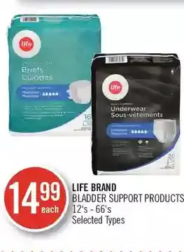 Shoppers Drug Mart Life brand bladder support products offer