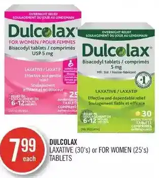 Shoppers Drug Mart Dulcolax laxative or for women tablets offer