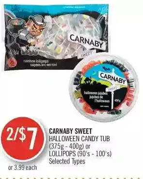Shoppers Drug Mart Carnaby sweet halloween candy tub or lollipops offer