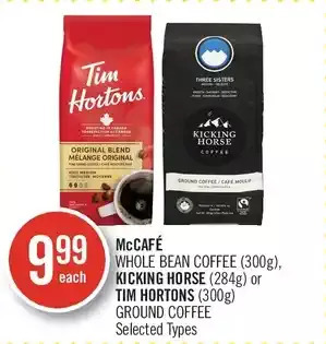 Shoppers Drug Mart Mccafé whole bean coffee, kicking horse or tim hortons ground coffee offer