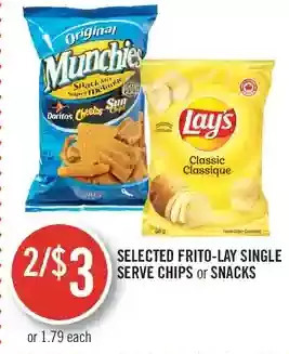 Shoppers Drug Mart Frito-lay single serve chips or snacks offer