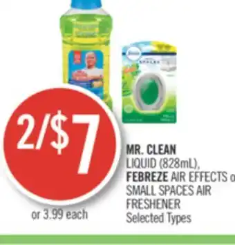 Shoppers Drug Mart Mr. clean liquid (828ml), febreze air effects or small spaces air freshener offer
