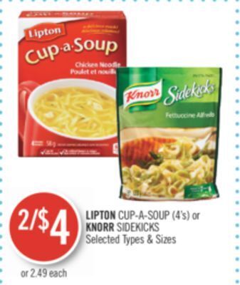 Shoppers Drug Mart Lipton cup-a-soup (4's) or knorr sidekicks offer