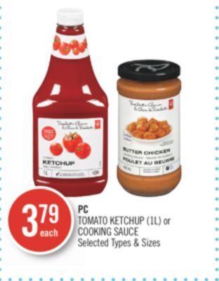 Shoppers Drug Mart Pc tomato ketchup (1l) or cooking sauce offer