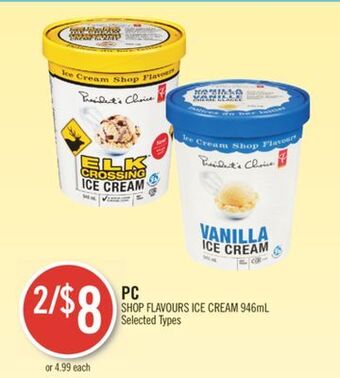 Shoppers Drug Mart Pc shop flavours ice cream 946ml offer