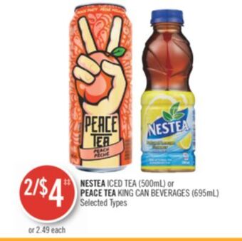 Shoppers Drug Mart Nestea iced tea (500ml) or peace tea king can beverages (695ml) offer