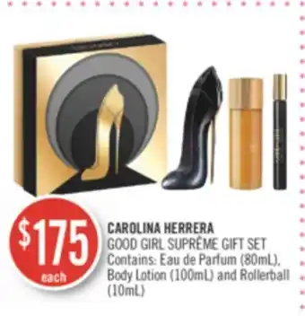 Shoppers Drug Mart Carolina herrera good girl suprême gift set (80ml), body lotion (100ml) and rollerball 10ml) offer